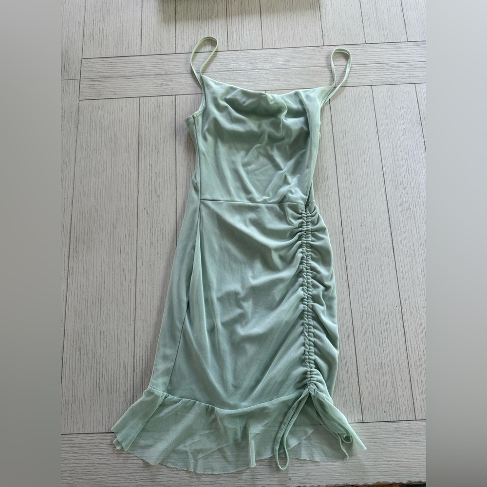 PrettyLittleThing Green Slip Mini Dress Spaghetti Strap